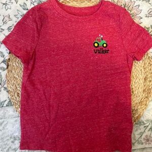 Kids Red T-Shirt with Tractor Design